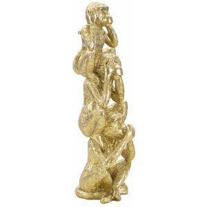 Mauro Ferretti decoratief beeldje aap toren Ø10,5x30 cm glanzend goud