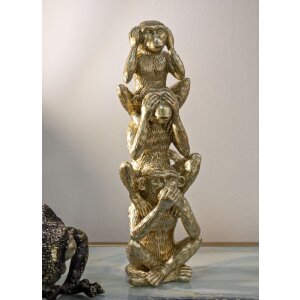 Mauro Ferretti decoratief beeldje aap toren Ø10,5x30 cm glanzend goud