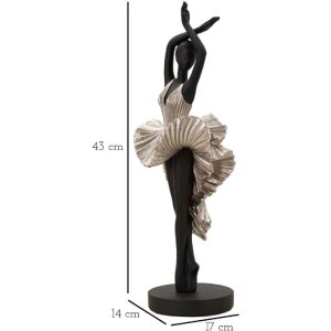 Mauro Ferretti figuur danseres 17x14x43 cm zwart zilver