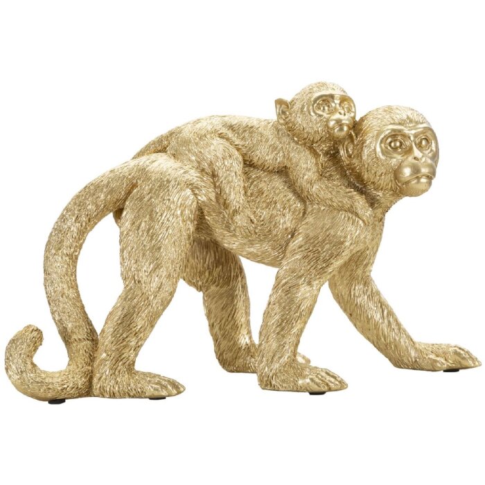 Mauro Ferretti decoratieve aap met baby 29,5x11,5x18,5 goud