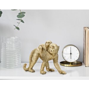 Mauro Ferretti decoratieve aap met baby 29,5x11,5x18,5 goud