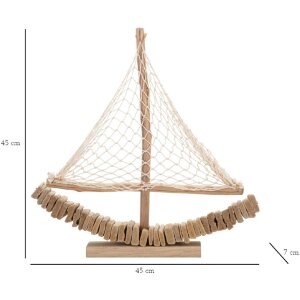 Mauro Ferretti decoratieve zeilboot 45x7x45 naturel
