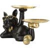 Mauro Ferretti decoratief beeldje hond Rover met dienblad 23,5x13x18,5 cm zwart goud