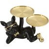 Mauro Ferretti decoratief beeldje hond Rover met dienblad 23,5x13x18,5 cm zwart goud