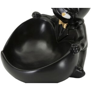 Mauro Ferretti decoratief beeldje hondenbal met kom 18,5x20,5x20 cm zwart goud