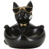 Mauro Ferretti decoratief beeldje hondenbal met kom 18,5x20,5x20 cm zwart goud