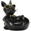 Mauro Ferretti decoratief beeldje hondenbal met kom 18,5x20,5x20 cm zwart goud