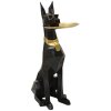 Mauro Ferretti decoratief beeldje hond Ory met dienblad 30x64x91 cm zwart goud