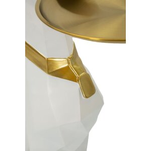 Mauro Ferretti decoratieve sculptuur hond Ory met dienblad 27x51x74 cm witgoud