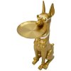 Mauro Ferretti decoratieve sculptuur hond Pit met dienblad 30x64x91 cm goud