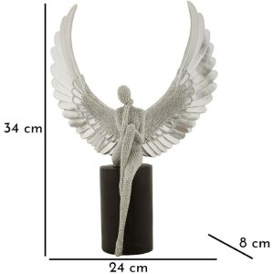 Mauro Ferretti decoratiefiguur engel Sparky 24x8x34 cm zilver zwart