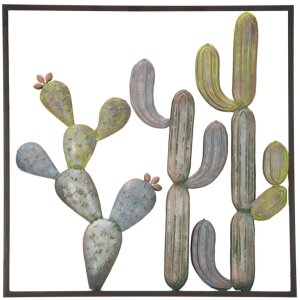 Mauro Ferretti wanddecoratie cactus lijst 50x1,3x50 cm groen lichtblauw