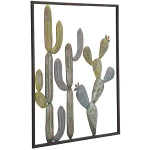 Mauro Ferretti wanddecoratie cactus lijst 50x1,3x50 cm groen lichtblauw