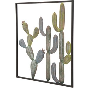 Mauro Ferretti wanddecoratie cactus lijst 50x1,3x50 cm groen lichtblauw