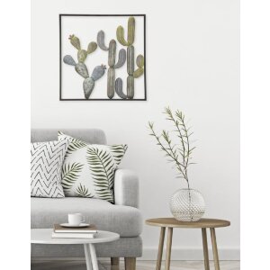 Mauro Ferretti wanddecoratie cactus lijst 50x1,3x50 cm groen lichtblauw