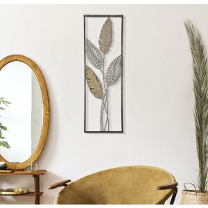 Mauro Ferretti wanddecoratie bladeren 30,5x1,9x91 cm goud zilver