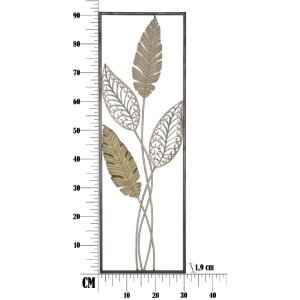 Mauro Ferretti wanddecoratie bladeren 30,5x1,9x91 cm goud zilver