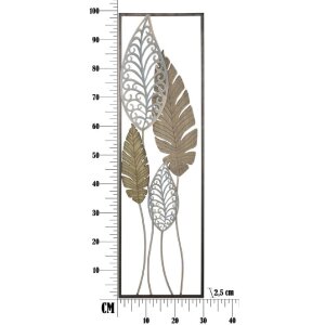 Mauro Ferretti wanddecoratie bladeren 30,5x2,5x99,5 cm goud zilver