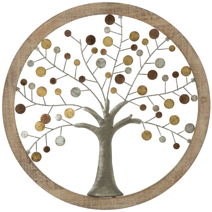 Mauro Ferretti wandpaneel levensboom Ø61x1,8 cm goud naturel