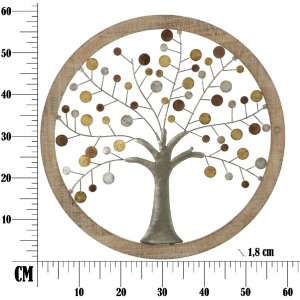 Mauro Ferretti wandpaneel levensboom Ø61x1,8 cm goud naturel
