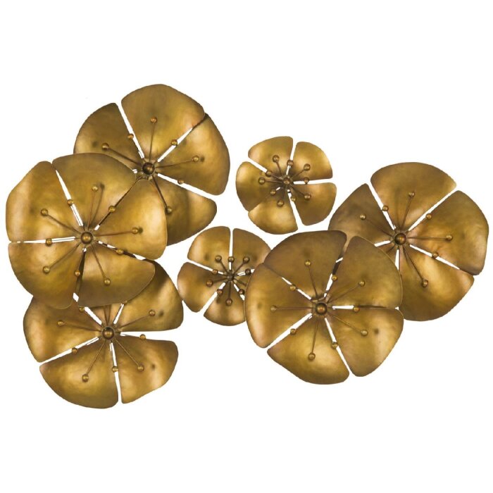 Mauro Ferretti wanddecoratie bloem Goldy 80x6x57 cm goudkleurig
