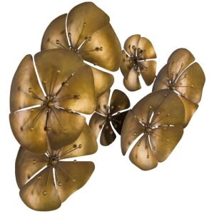 Mauro Ferretti wanddecoratie bloem Goldy 80x6x57 cm goudkleurig