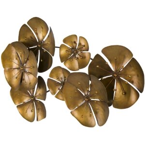 Mauro Ferretti wanddecoratie bloem Goldy 80x6x57 cm goudkleurig