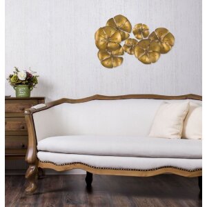 Mauro Ferretti wanddecoratie bloem Goldy 80x6x57 cm goudkleurig