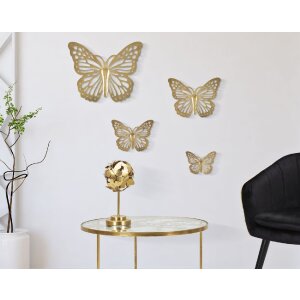 Mauro Ferretti wanddecoratie vlinders set 4 st. 35x2x2916x2x12 cm goudkleurig