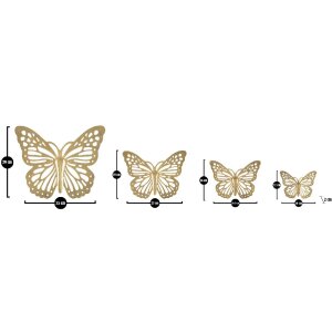 Mauro Ferretti wanddecoratie vlinders set 4 st. 35x2x2916x2x12 cm goudkleurig