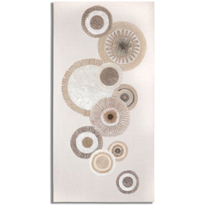Mauro Ferretti muurschildering Circly met applicaties 50x3,2x100 cm crèmekleurig