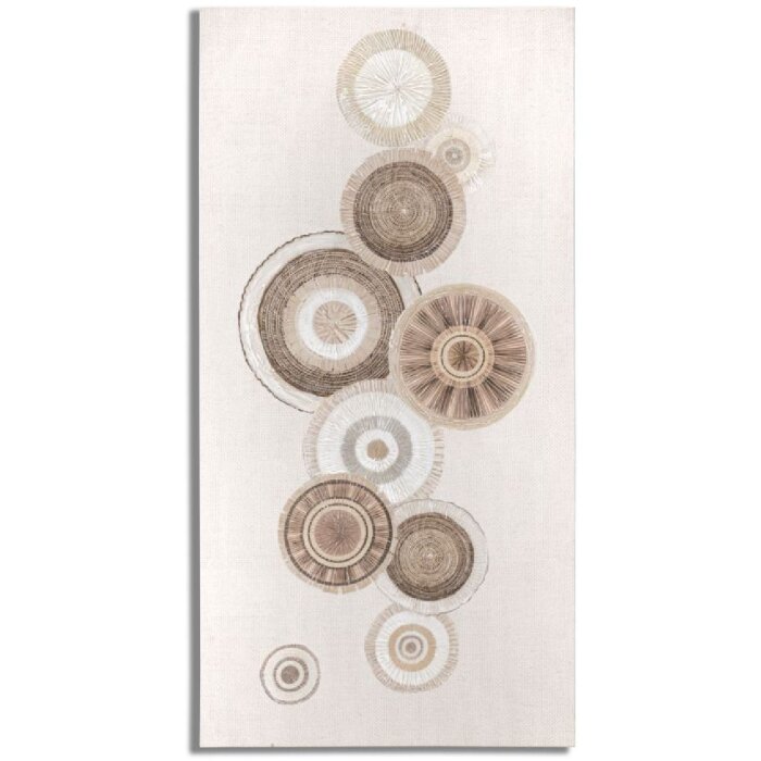 Mauro Ferretti muurschildering Circly met applicaties 50x3,2x100 cm crèmekleurig