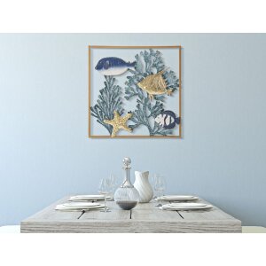 Mauro Ferretti wandpaneel vis 50,2x3,8x50,2 cm blauw goud