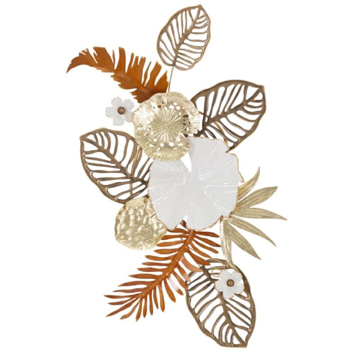 Mauro Ferretti wandpaneel boeket bloemen 50,8x7x87 cm goud wit
