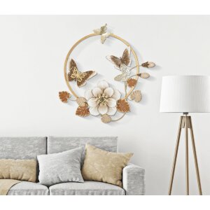 Mauro Ferretti wanddecoratie Rouns 58,4x5,1x63,5 cm beige goudkleurig
