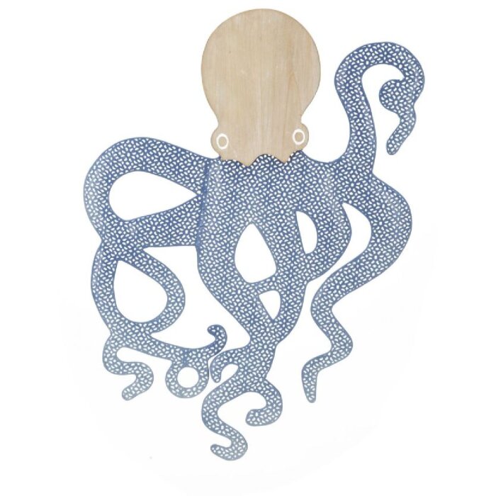 Mauro Ferretti wandpaneel octopus 41x1,5x57 cm blauw naturel