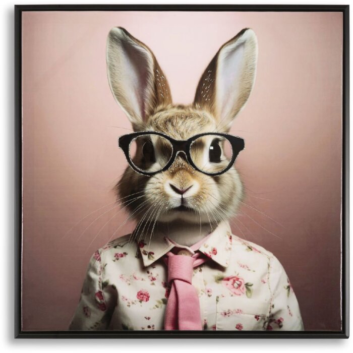 Mauro Ferretti muurschildering Bunny met lijst 62,5x2,8x62,5 cm roze