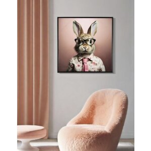 Mauro Ferretti muurschildering Bunny met lijst 62,5x2,8x62,5 cm roze