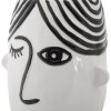 Mauro Ferretti vaas gezicht 13,2x11,8x26,3 cm wit zwart