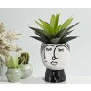 Mauro Ferretti vaas pot gezicht Ø 14x18,2 cm wit zwart