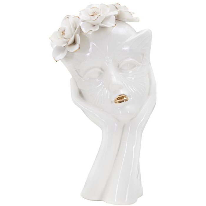 Mauro Ferretti Vaas Vrouw Masker 16,5x14x27,3 cm witgoud