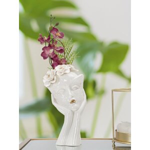 Mauro Ferretti Vaas Vrouw Masker 16,5x14x27,3 cm witgoud