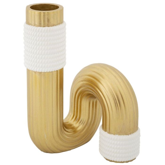 Mauro Ferretti Bann vaas 10,7x10,7x18,3 cm goud wit