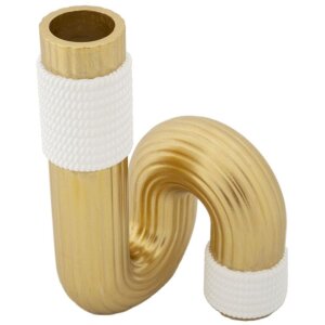 Mauro Ferretti Bann vaas 10,7x10,7x18,3 cm goud wit