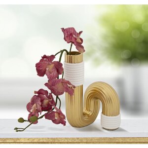 Mauro Ferretti Bann vaas 10,7x10,7x18,3 cm goud wit