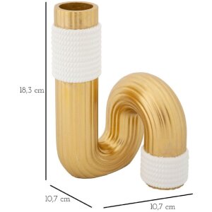 Mauro Ferretti Bann vaas 10,7x10,7x18,3 cm goud wit