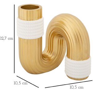 Mauro Ferretti Bann vaas 10,5x10,5x12,7 cm goud wit