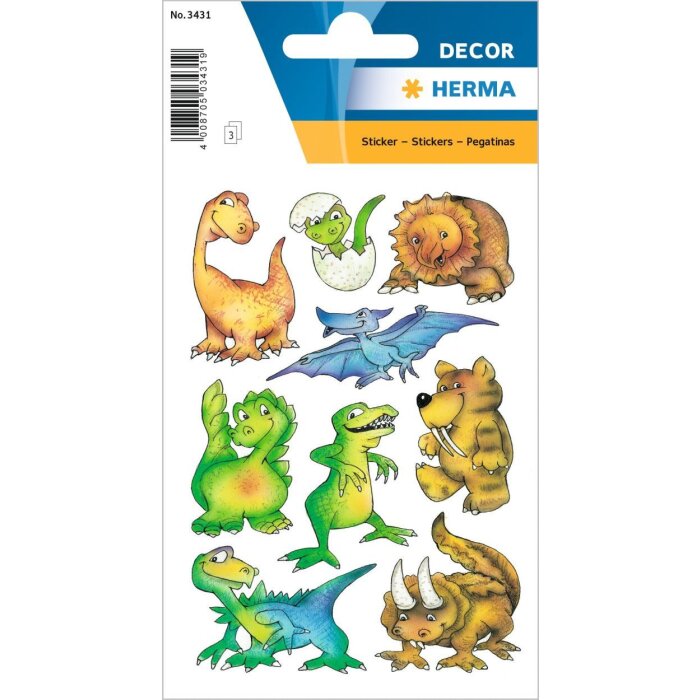Decoratieve etiketten decor Dinos 3 vellen