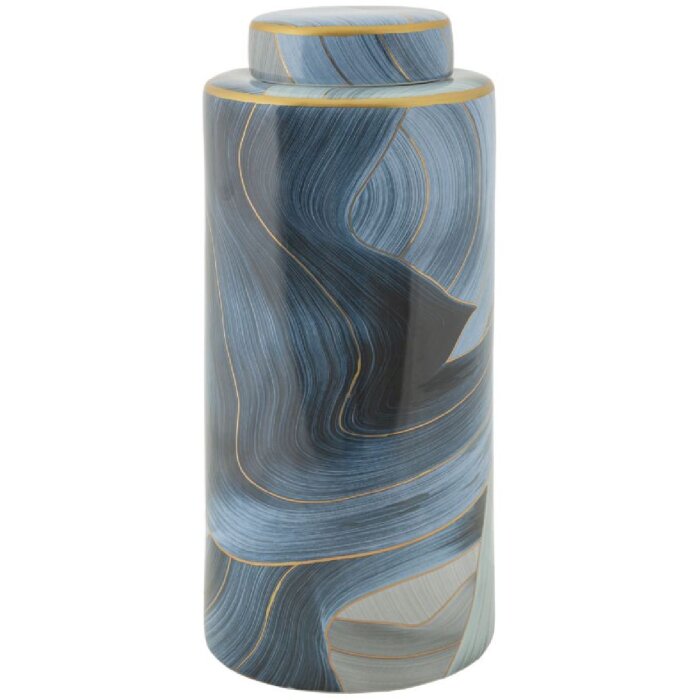 Mauro Ferretti Vaas Elegant Ø 15x34 cm blauw goud met deksel