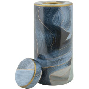 Mauro Ferretti Vaas Elegant Ø 15x34 cm blauw goud met deksel